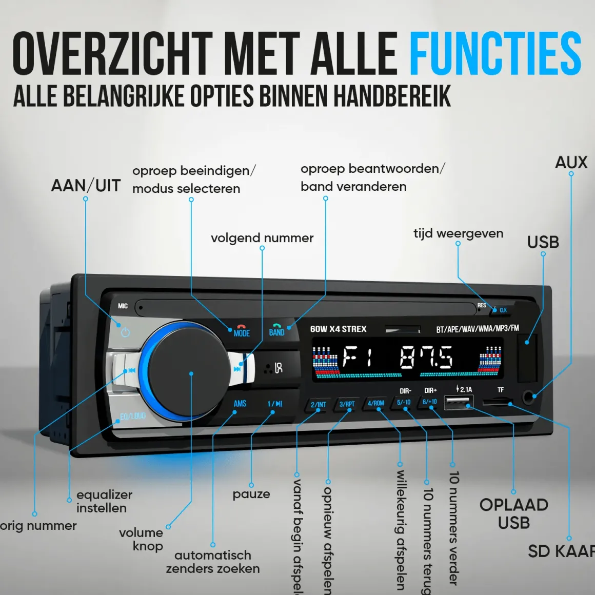 Autoradio met Bluetooth - 1DIN