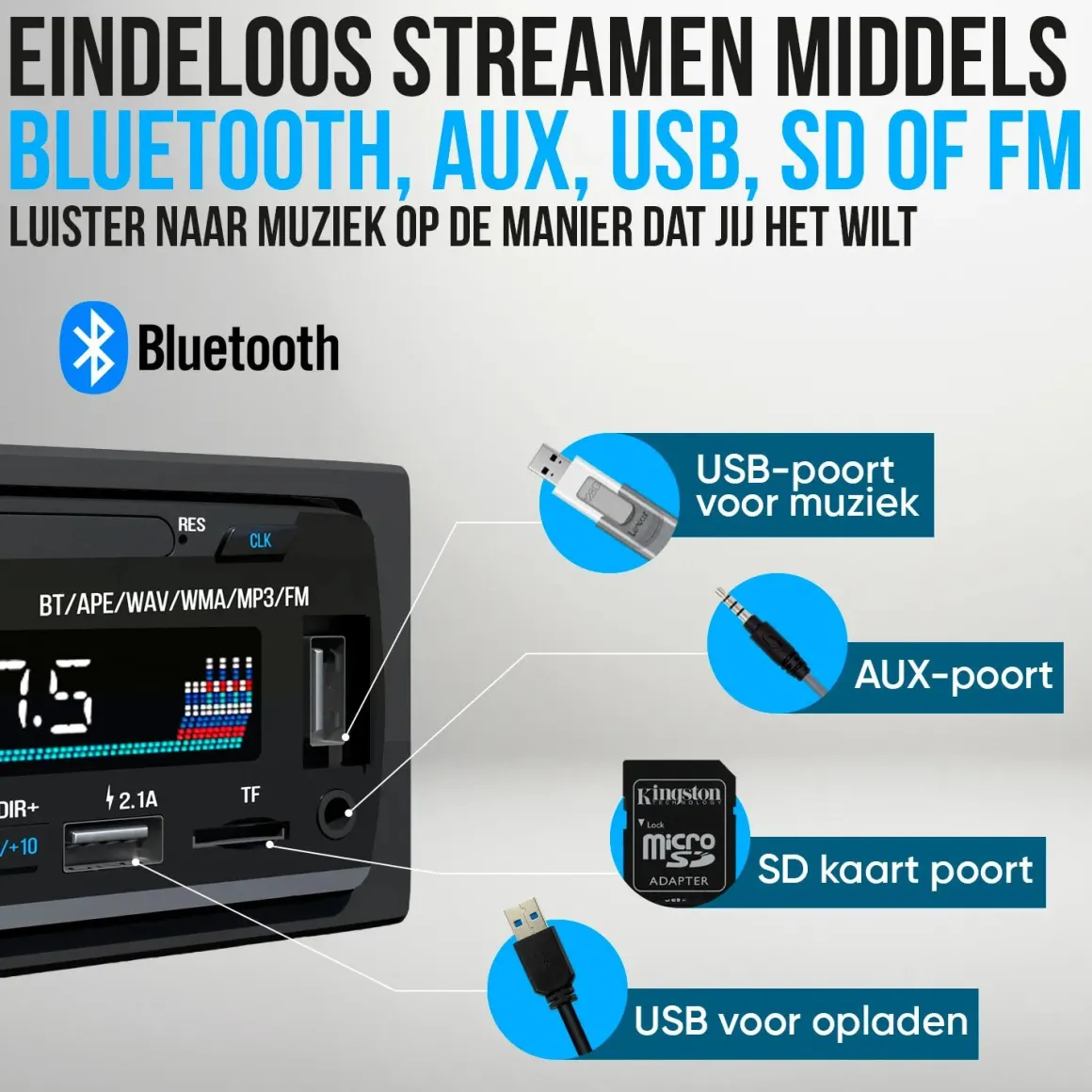Autoradio met Bluetooth - 1DIN