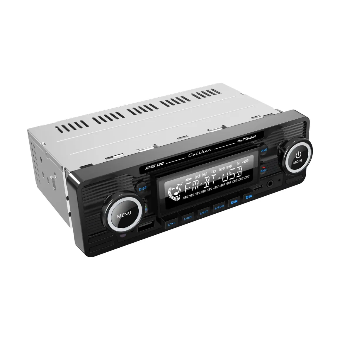 1-DIN Retro Autoradio Zwart Bluetooth USB-C