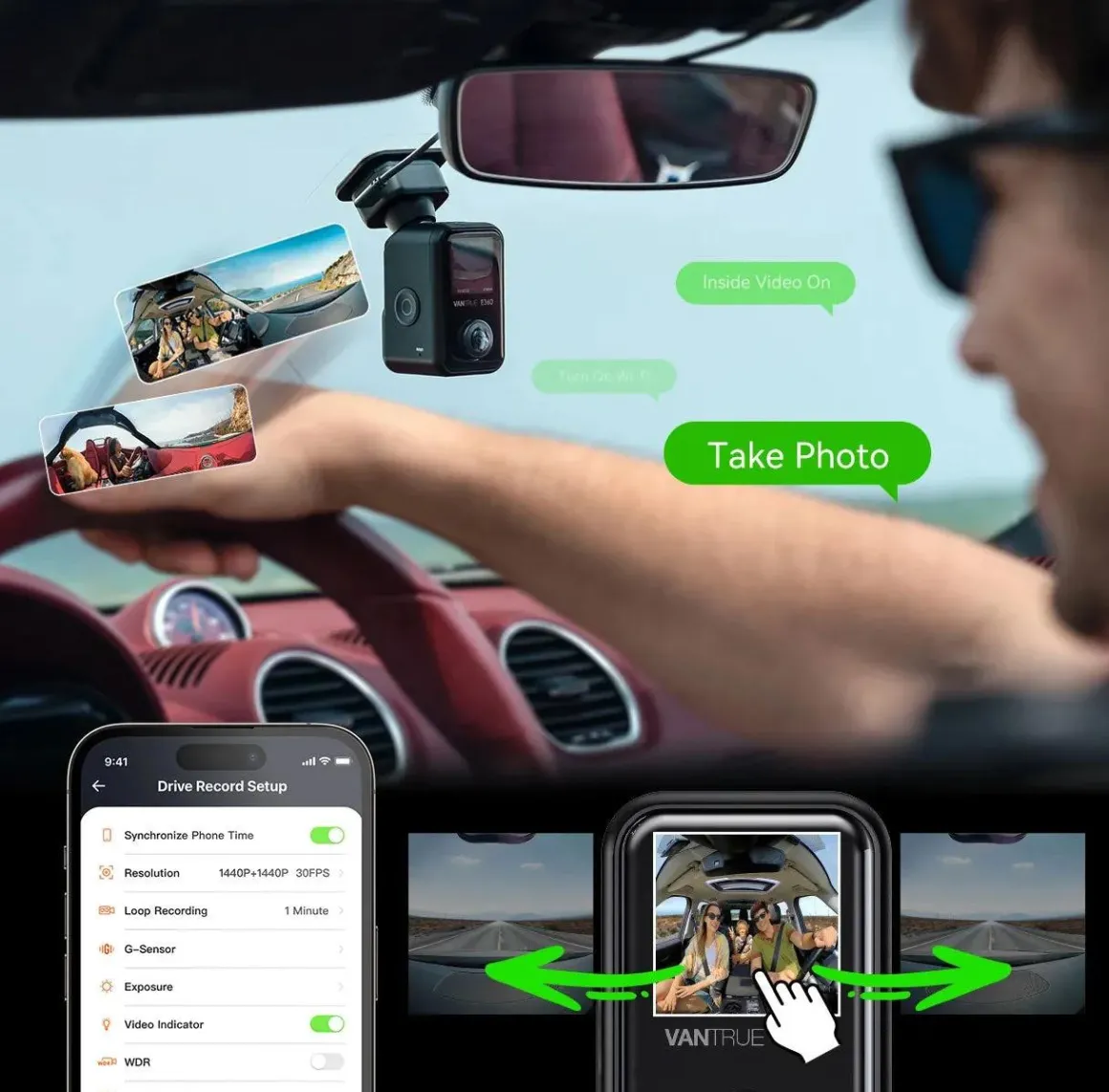 E360 Cloud 5K 2CH Wifi GPS 360 dashcam