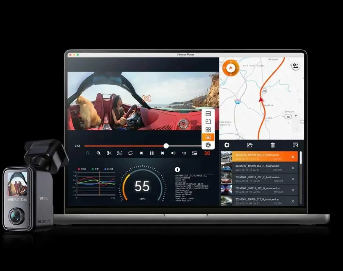 E360 Cloud 5K 2CH Wifi GPS 360 dashcam