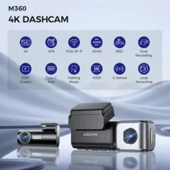 M360 2CH 4K Wifi GPS 64gb dashcam