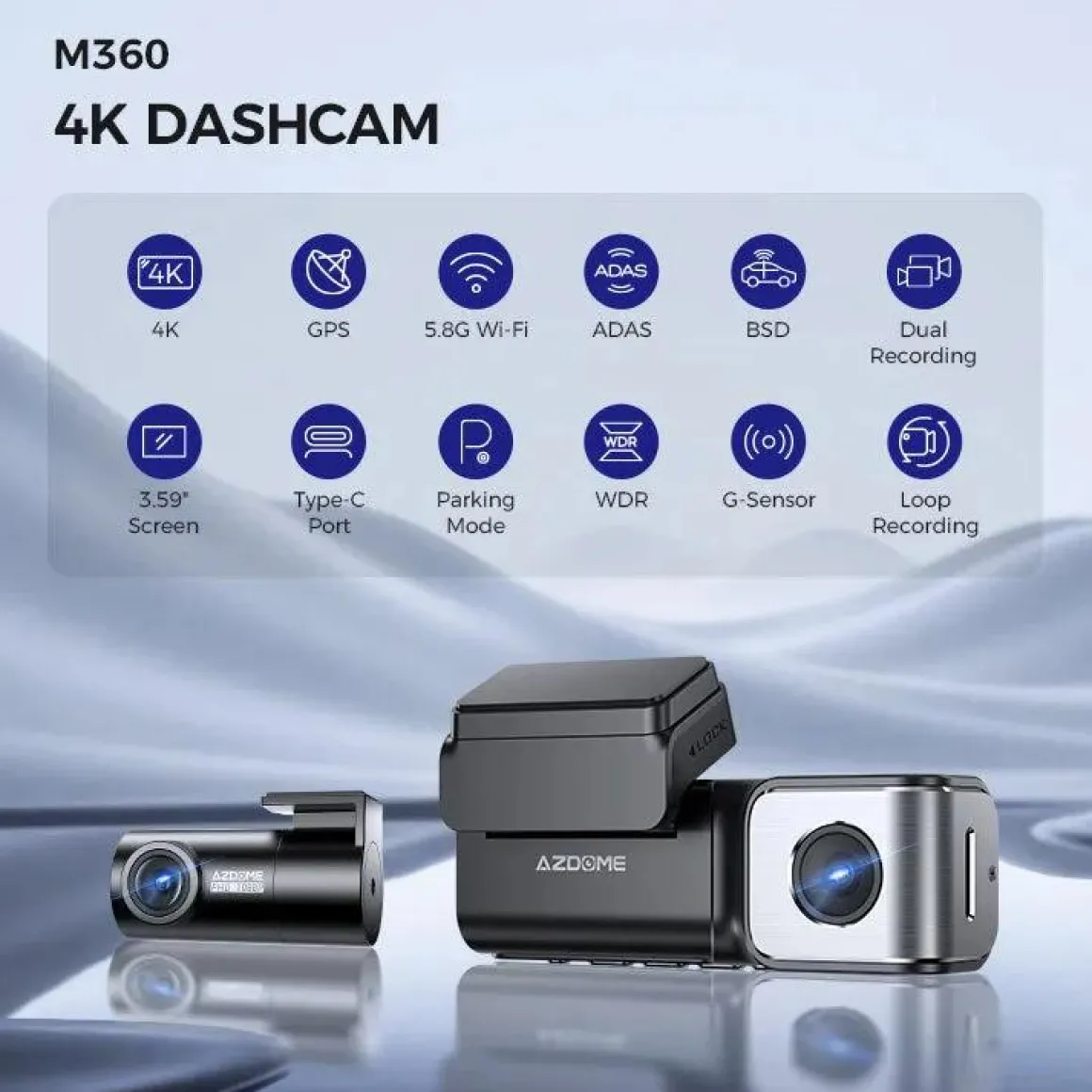 M360 2CH 4K Wifi GPS 64gb dashcam