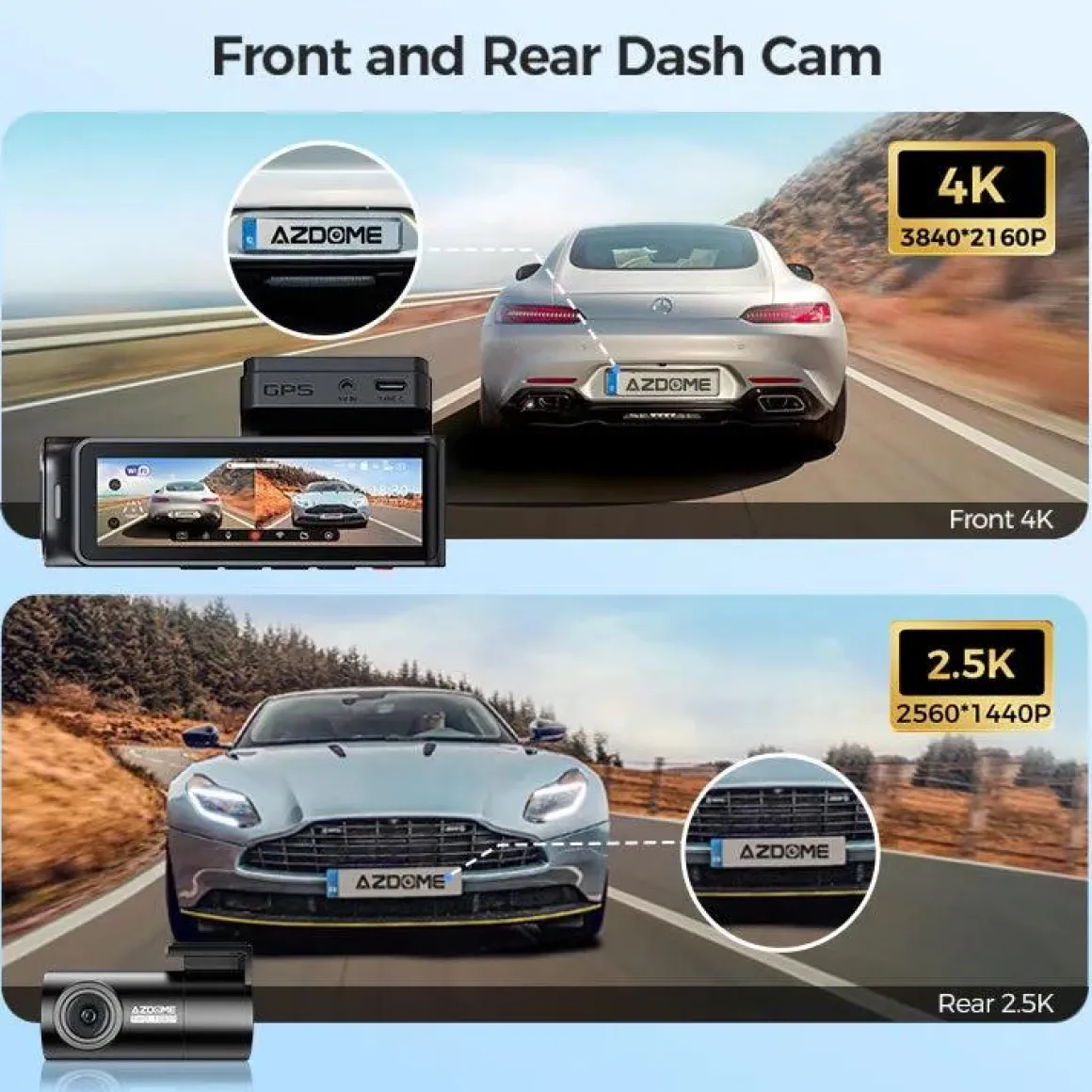 M360 2CH 4K Wifi GPS 64gb dashcam