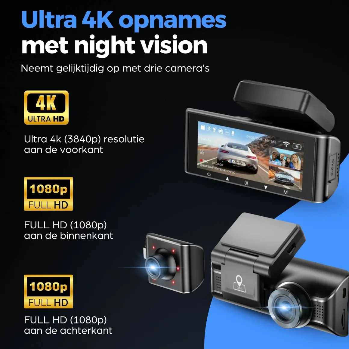 M770 Pro 1CH 4K Wifi GPS 64gb dashcam