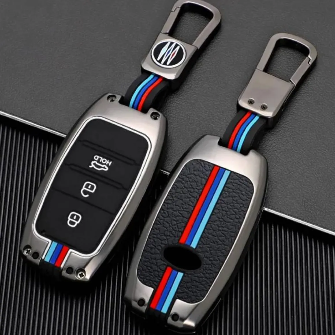 Metalen Sleutelhoesje voor Kia grijs A3A