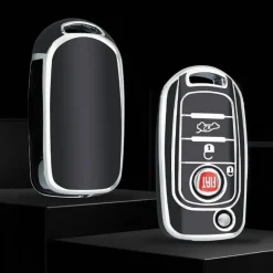 TPU Sleutelhoesje voor Fiat / Abart zwart B3