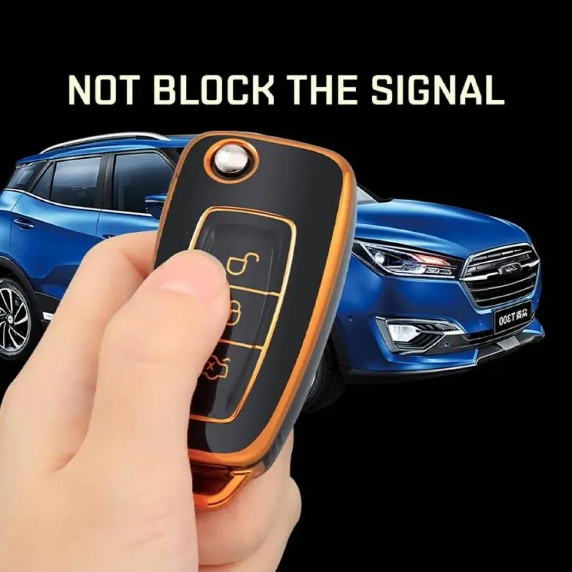 TPU Sleutelhoesje voor Ford goud E3