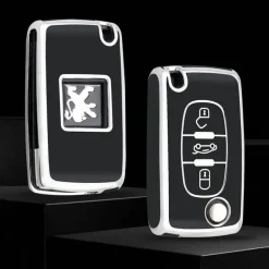 TPU Sleutelhoesje voor Peugeot zwart D3