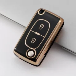 TPU Sleutelhoesje voor Peugeot goud D2