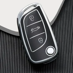 TPU Sleutelhoesje voor Peugeot zwart C3