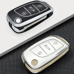 TPU Sleutelhoesje voor Peugeot zwart C3