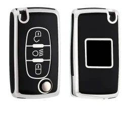TPU Sleutelhoesje voor Peugeot zwart D3B