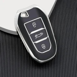 TPU Sleutelhoesje voor Peugeot zwart B3