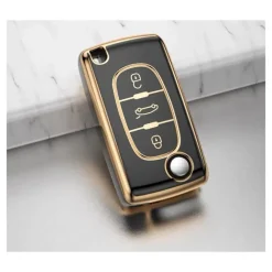TPU Sleutelhoesje voor Peugeot goud D3