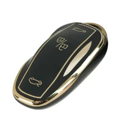 TPU Sleutelhoesje voor Tesla Model 3-Y-S goud