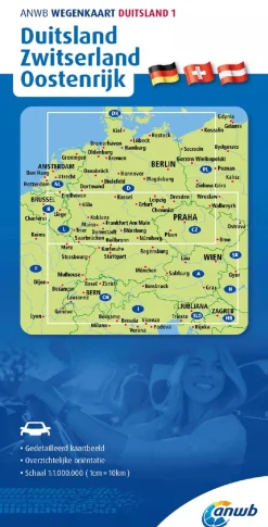 Wegenkaart Duitsland, Zwitserland en Oostenrijk
