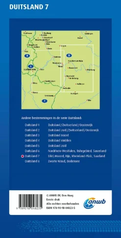 Wegenkaart Eifel, Moezel, Rijn, Rheinland-Pfalz, Saarland