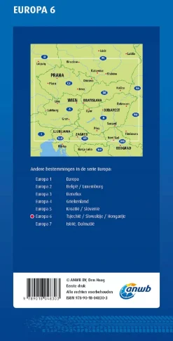 Wegenkaart Hongarije, Slowakije en Tsjechië