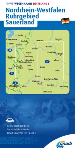 Wegenkaart Nordrhein-Westfalen, Ruhrgebied, Sauerland